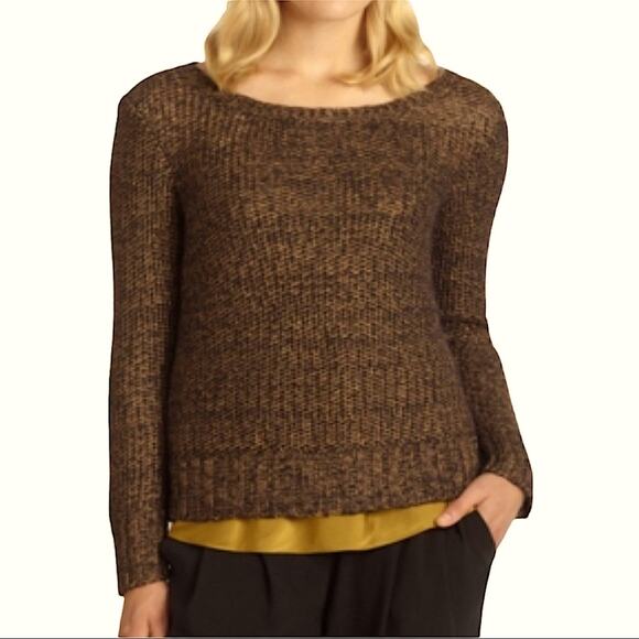 Eileen Fisher Black Gold Metallic Loose Knit Mohair Alpaca Blend Sweater XS - Picture 3 of 11